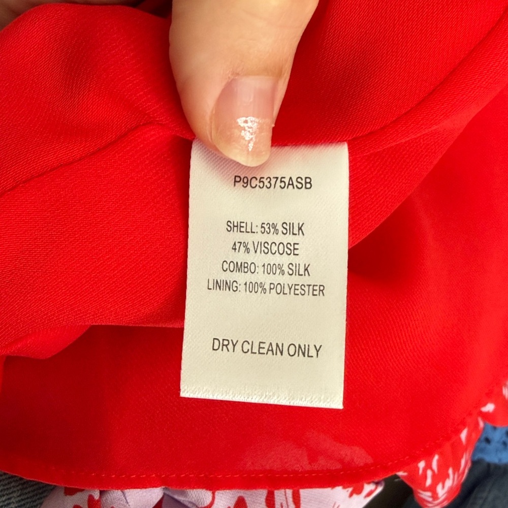 Parker Jennifer Combo faux-wrap dress in a red and lilac floral print size 0 - Picture 11 of 11